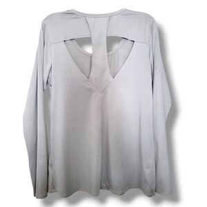 Reebok Grey Cutout Long Sleeve Athletic Top | L